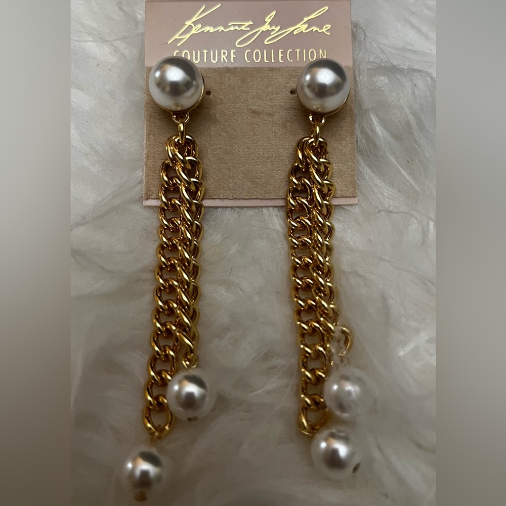 KENNETH JAY LANE Pearl Chain Earrings